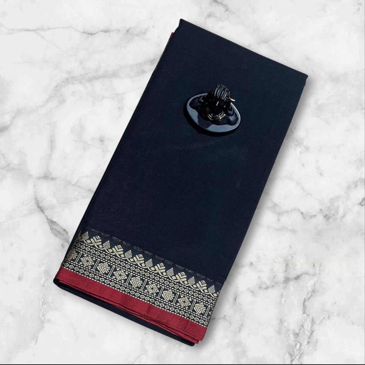 Narayanapet Sindoor Border Saree - Dusty Rose Pink